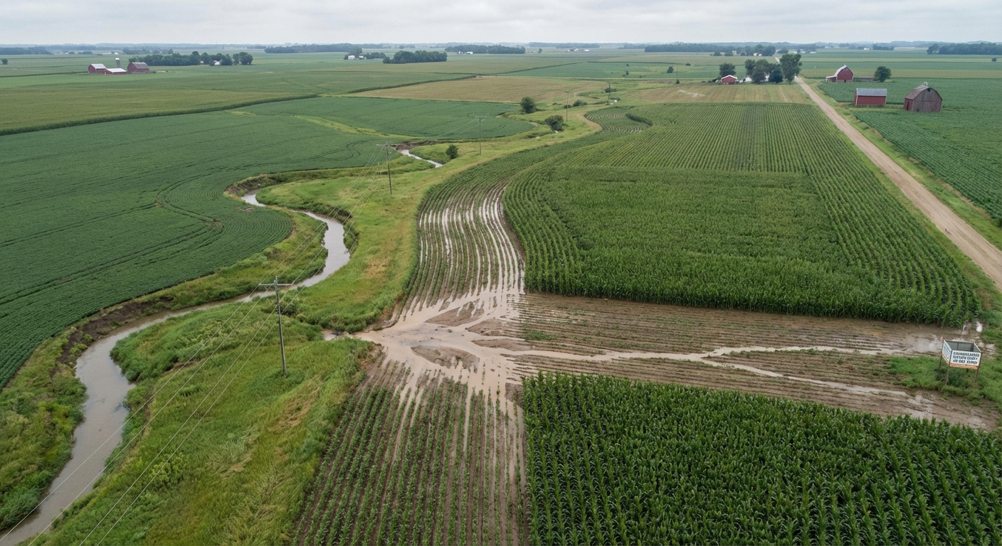 Agricultural fields showing potential environmental exposure